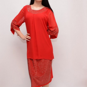 Rochie cu aspect de costum, cu decolteu mic si maneca trei-sfert - Img 4