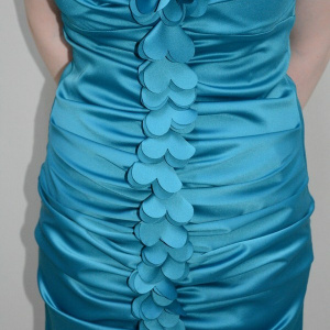 Rochie cu design interesant aplicat, nuanta de turcoaz - Img 4