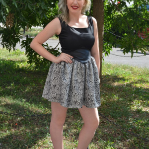Rochie de culoare negru-argintiu si insertie din piele ecologica - Img 6