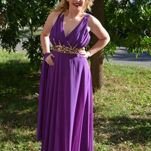 Rochie de gala frumoasa, pe nuanta de mov, cu insertii de margele - Img 2