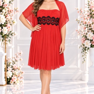 Rochie de gala, nuanta de rosu, design interesant atasat