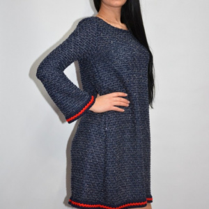 Rochie de iarna cu insertii argintii,nuanta bleumarin - Img 6