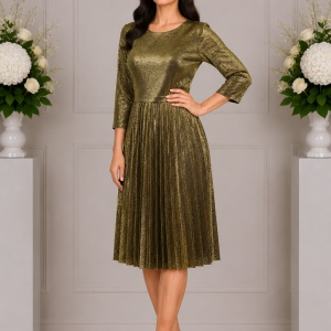 Rochie de petrecere eleganta nuanta aurie