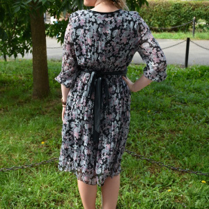 Rochie de primavara-vara, pentru dame cu masuri mari, gri-roz - Img 4