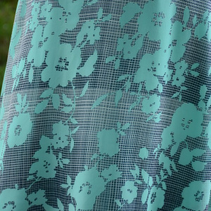 Rochie de vara bleumarin cu flori turcoaz si design de guler - Img 7