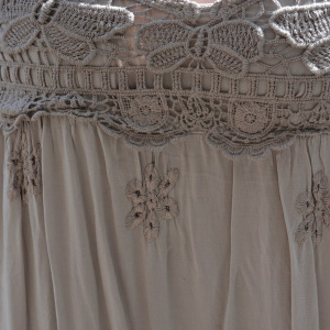 Rochie de vara lunga, cu broderie deosebita, in culoare maro - Img 6