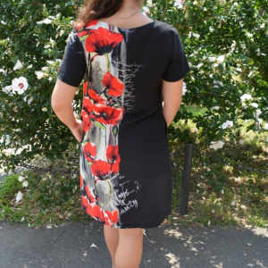 Rochie de zi,Agace ,imprimeu cu maci,nuanta de negru - Img 7