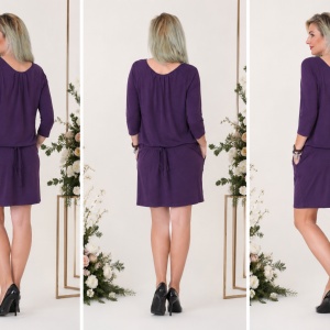 Rochie de zi, casual, cu buzunare, disponibila in nuanta de mov - Img 2