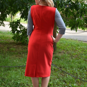Rochie de zi cu aspect de costum de culoare rosu-bleumarin - Img 5
