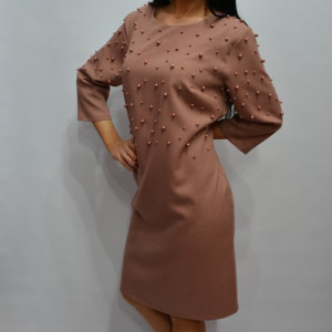 Rochie deosebita cu design de perle, croi usor cambrat, plamanie - Img 5