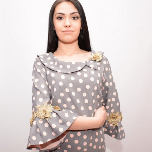 Rochie deosebita cu guler rotunjit, design de buline, aplicatii brodate - Img 6