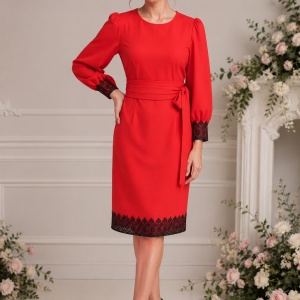 Rochie deosebita de culoare rosie, model elegant, masura mare