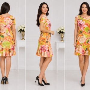 Rochie deosebita, nuanta de multicolor, usor evazata jos - Img 3