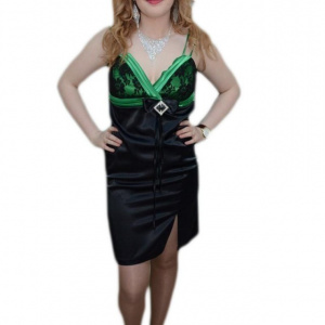 Rochie deosebita, nuanta de verde, dantela aplicata - Img 1