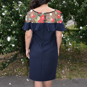 Rochie eleganta Alizee ,brodata cu flori,nuanta de bleumarin - Img 7