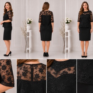 Rochie eleganta Arabella din dantela ,nuanat de negru - Img 2