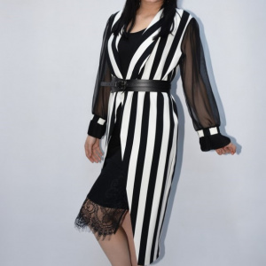 Rochie eleganta Bea din doua piese,negru-alb - Img 3