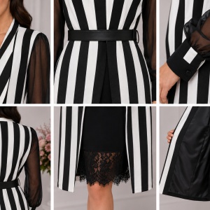 Rochie eleganta Bea din doua piese,negru-alb - Img 3