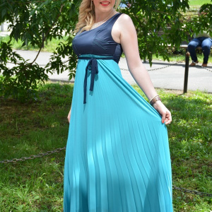 Rochie eleganta, de culoare albastru-bleumarin - Img 4