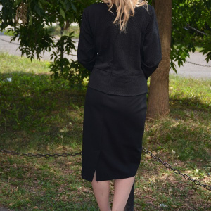 Rochie eleganta, de culoare neagra, cu maneca lunga - Img 7