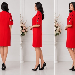 Rochie eleganta Jessica,model cu pisici,rosu - Img 2