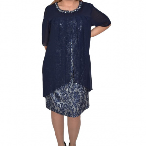 Rochie eleganta Kayla cu aplicatii de margele,nuanta de blemarin