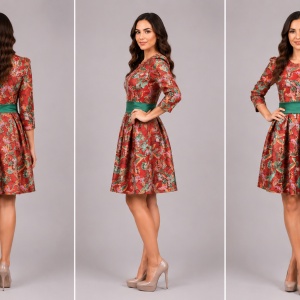 Rochie fashion, de culoare marsala, imprimeu modern cu pasari - Img 2