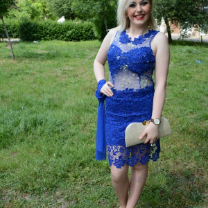 Rochie fashion de ocazie, albastra, model scurt, design rafinat - Img 2