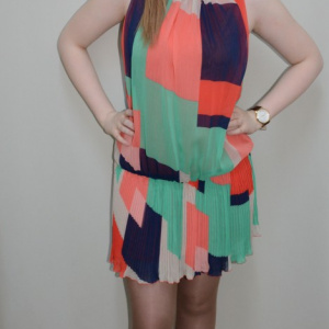 Rochie fashion, nuanta de multicolor, fara maneci - Img 2