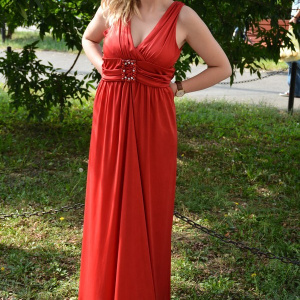 Rochie fermecatoare de ocazie, pe culoare rosie, design simplist - Img 6