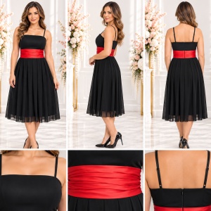 Rochie in nuanta de negru-rosu, design interesant modern - Img 2