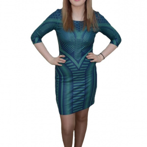 Rochie la moda si mulata, nuanta de turcoaz, design interesant - Img 1