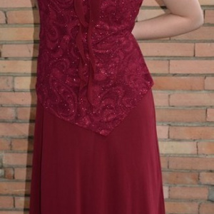Rochie lunga de seara cu aspect de costum de nuanta marsala - Img 4