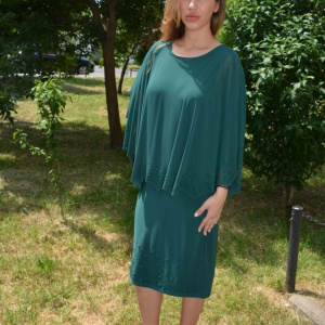 Rochie Maci cu aplicatii de strasuri ,nuanat de verde - Img 4
