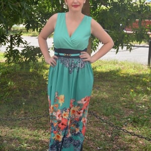 Rochie maxi, de vara, multicolora cu imprimeu floral - Img 2