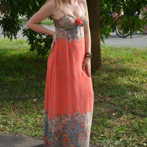 Rochie moderna, croi simplu si elegant, de culoare corai - Img 4