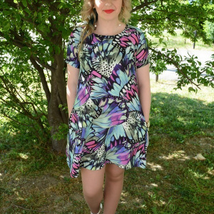 Rochie multicolora de vara, cu un croi lejer si buzunare trendy - Img 2
