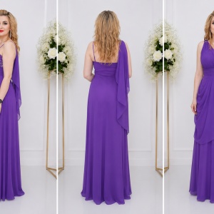 Rochie rafinata cu aspect de stil grecesc, culoare mov deschis - Img 3