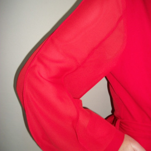 Rochie rafinata, de culoare rosu, maneca lunga, centura in talie - Img 2