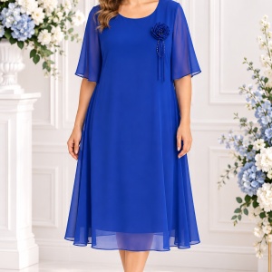 Rochie rafinata din vual fin , nuanta de albastru regal