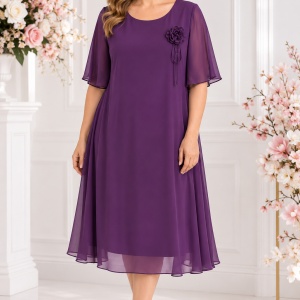 Rochie rafinata din vual fin , nuanta de mov inchis