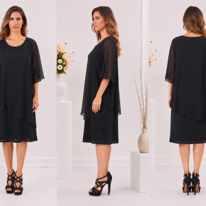 Rochie rafinata Esmeralda din voal,nuanta de negru - Img 2