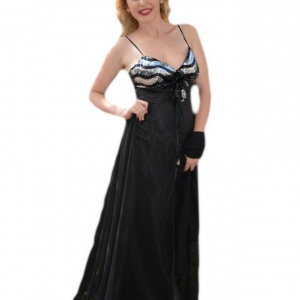 Rochie rafinata, nuanta negru-argintiu, croiala deosebita