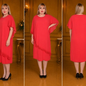 Rochie rosie Singrid cu aplicatii de strasuri - Img 3