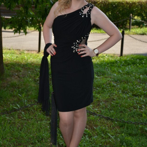 Rochie scurta de seara, culoare neagra, cu design de margele - Img 5