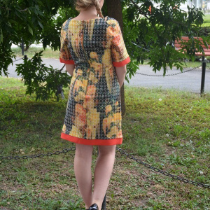 Rochie subtire de vara, scurta, cu imprimeu aparte in tesatura - Img 4