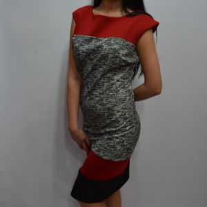 Rochie tinereasca cu design de dungi multicolore si croi cambrat - Img 6