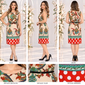 Rochie tinereasca, model casual, design rafinat in nuanta rosie - Img 2