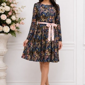 Rochie tinereasca, multicolora, imprimeu modern cu fluturi