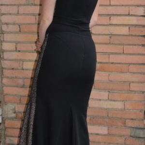 Rochie trendy de seara, model lung crapat pe picior, nuanta neagra - Img 6